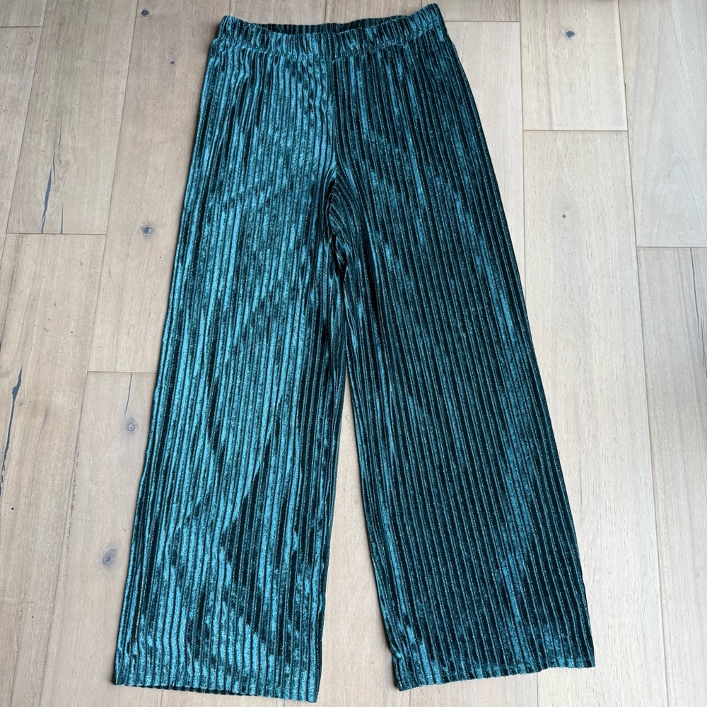 House of Harlow 1960 Women’s M Pants Velvet Wide Leg Velvet Silver Pinstripe